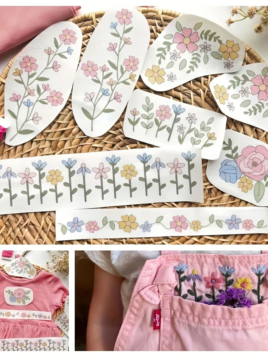 Embroidery Meaning - 1 Set of 8pcs Colorful Graphics,