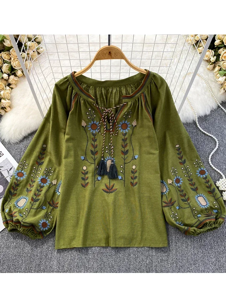 Embroidery Blouse - Women Spring Blouse Ethnic Style Retro