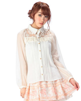 Embroidery Organza - SALES Japan Liz Lisa Chiffon Sleeve