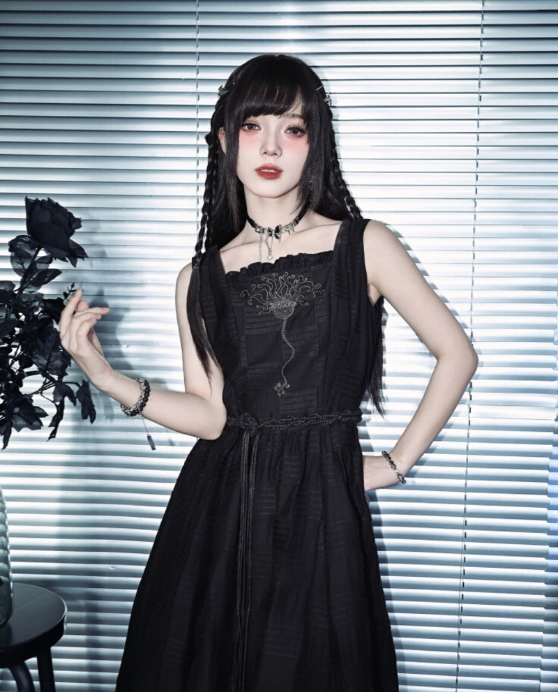 Embroidery Knit - New Crinoid Embroidery Black Double Layer