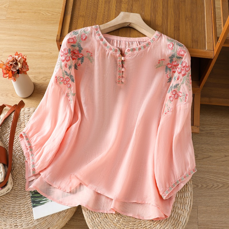 Embroidery Blouse - Chinese Style Women's Clothing Blouses Vintage