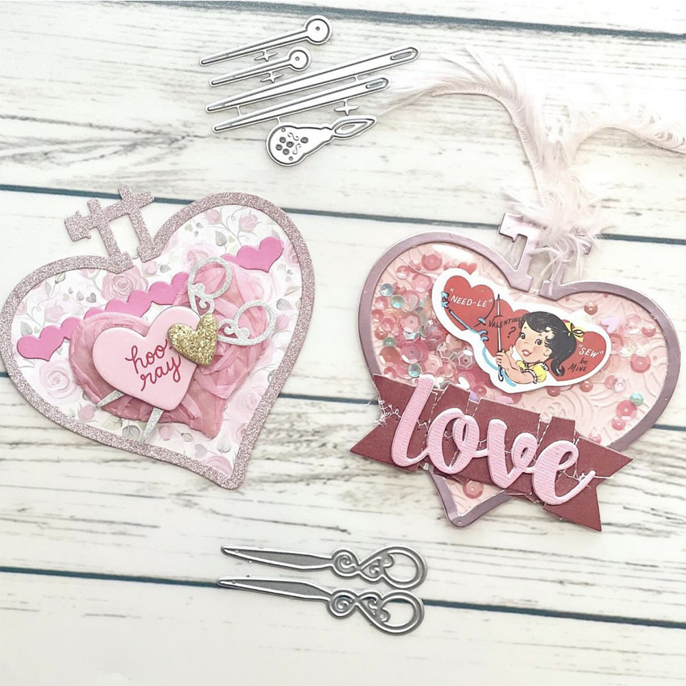 Embroidery Motif - KSCRAFT Heart Embroidery Hoop Metal Cutting