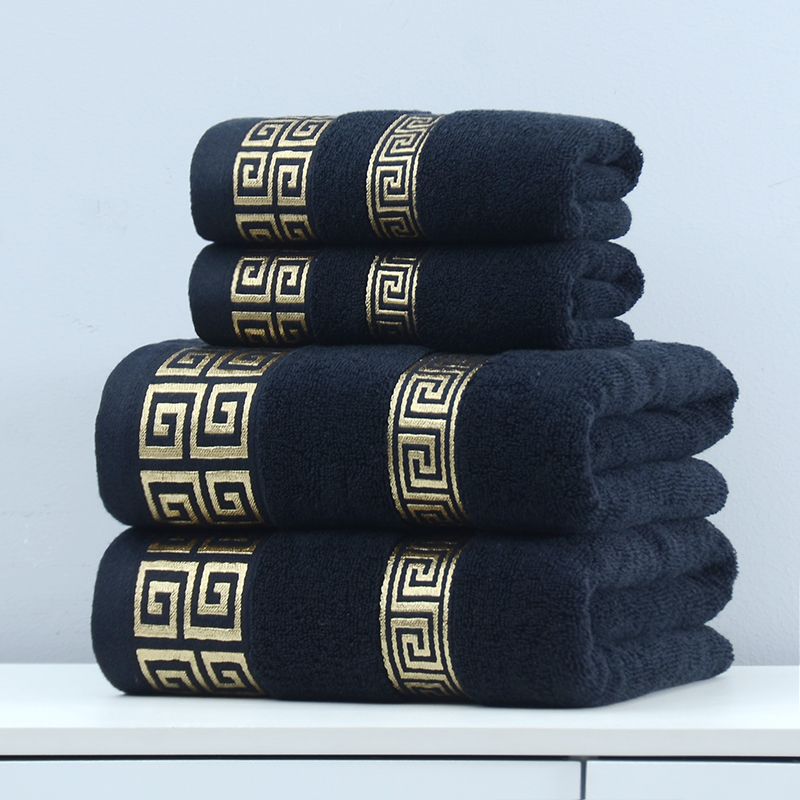 Embroidery Xmas - 2pcs Black Bath Towels for Adults