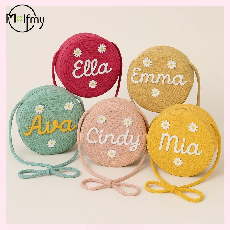 Embroidery Name - 1pcs Personalized Handmade Straw Bag for