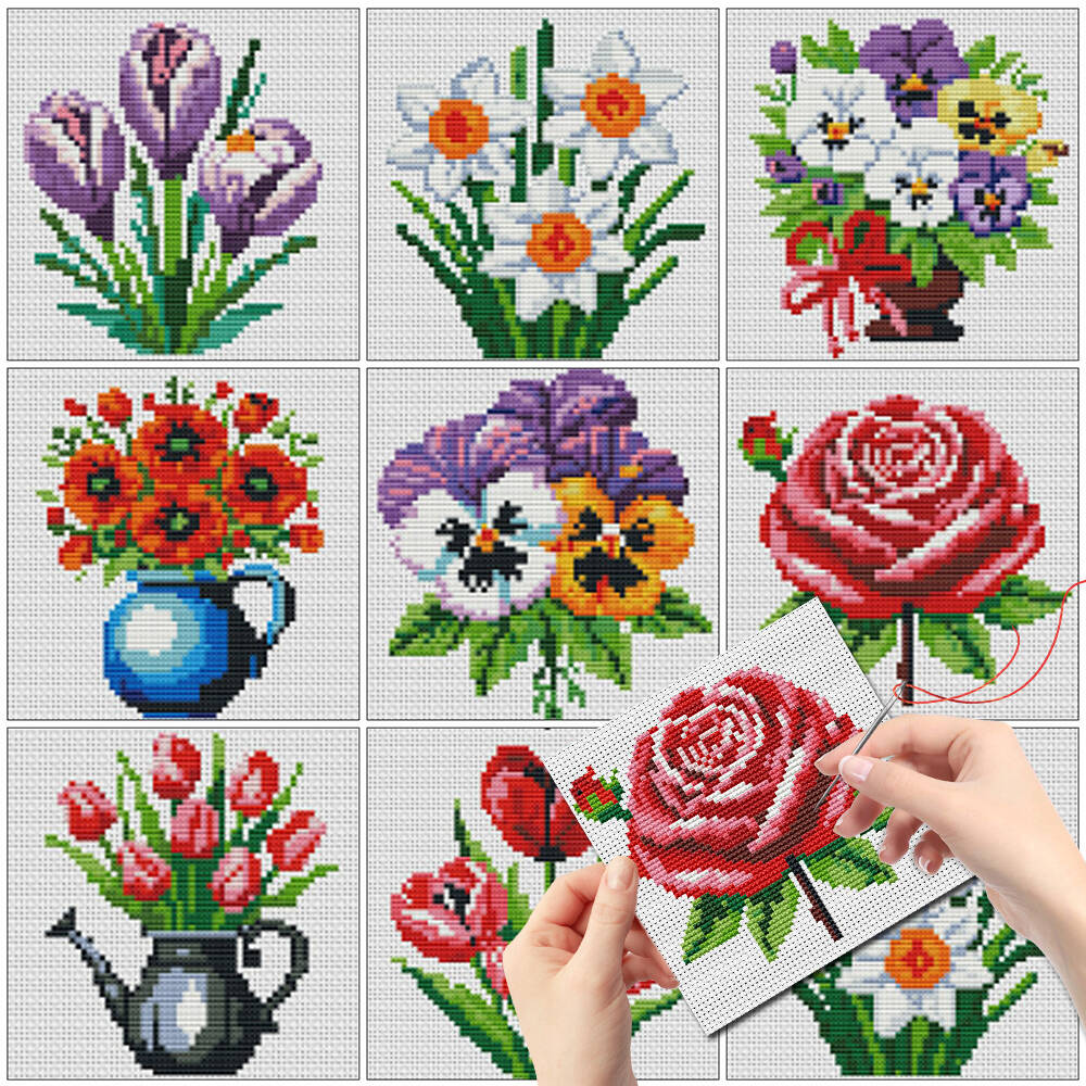 Embroidery Meaning - Evershine 8pcs Mini Flower Cross Stitch