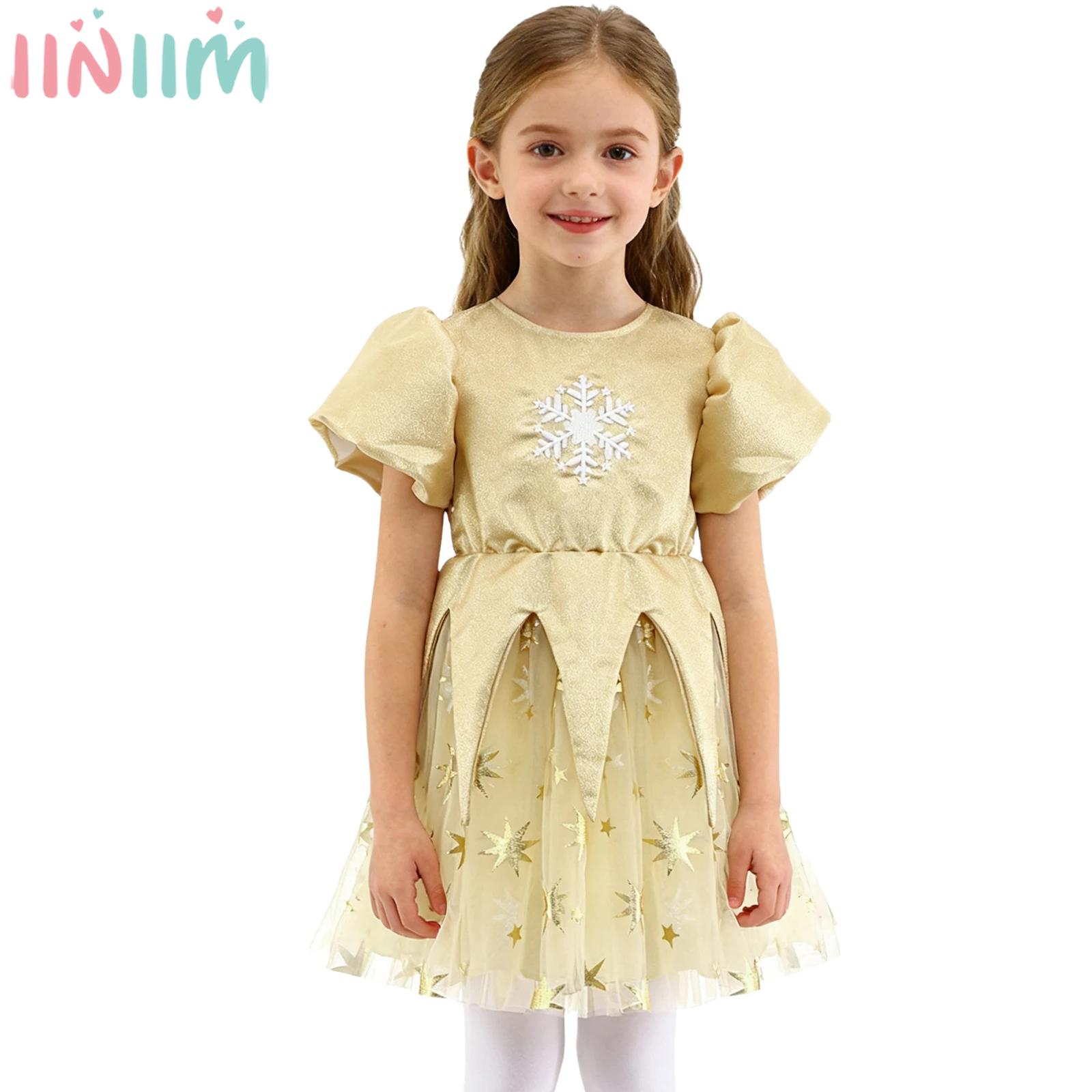 Embroidery Xmas - Kids Girls Christmas Party Tutu Dress