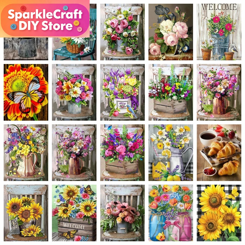 Embroidery Flower - 1pc frameless Diamond Painting Flower Rose