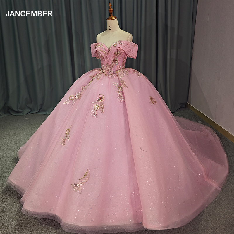 Embroidery Organza - Pink Sweetheart Shiny Ball Gown Charming
