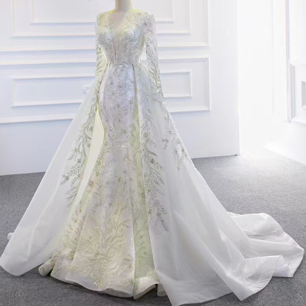 Detachable Train O-Neck Elegan - огляд і ціна Embroidery Organza