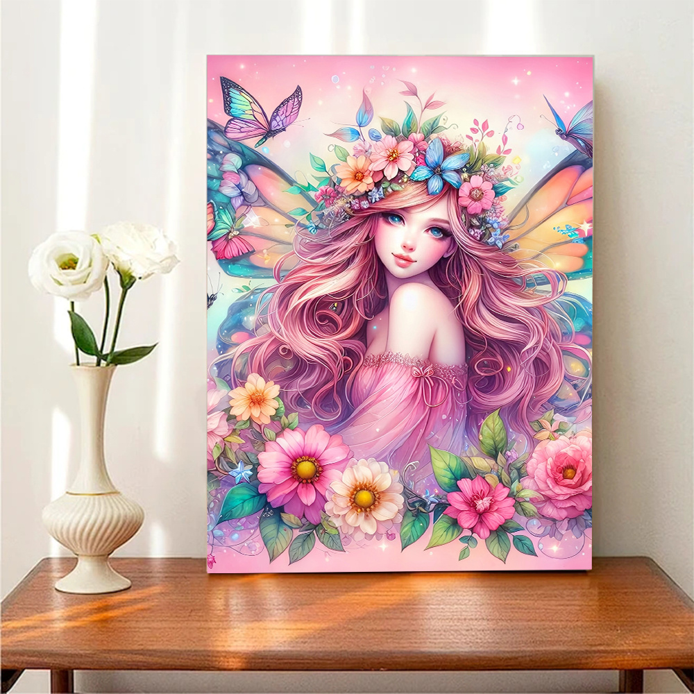 Frameless,Diamond Painting Gir - огляд і ціна Embroidery Flower