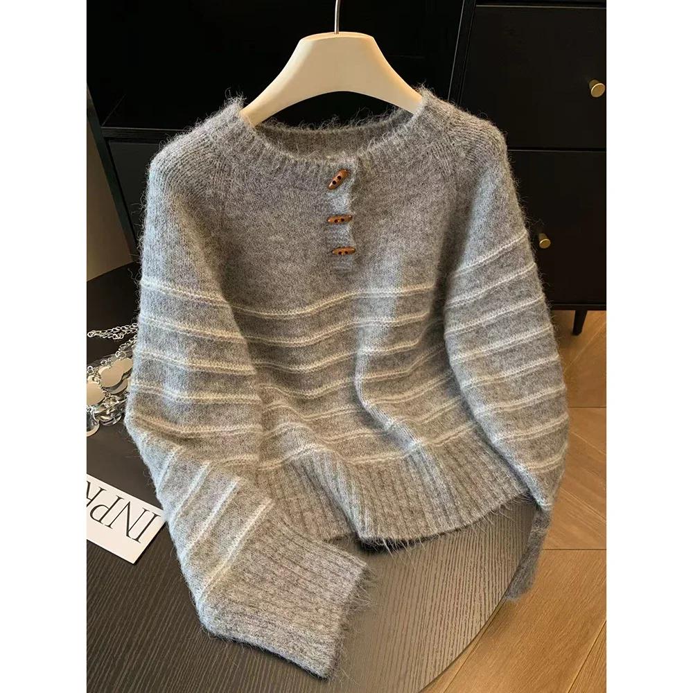 Autumn Winter Women's Striped  - огляд і ціна Embroidery Knit