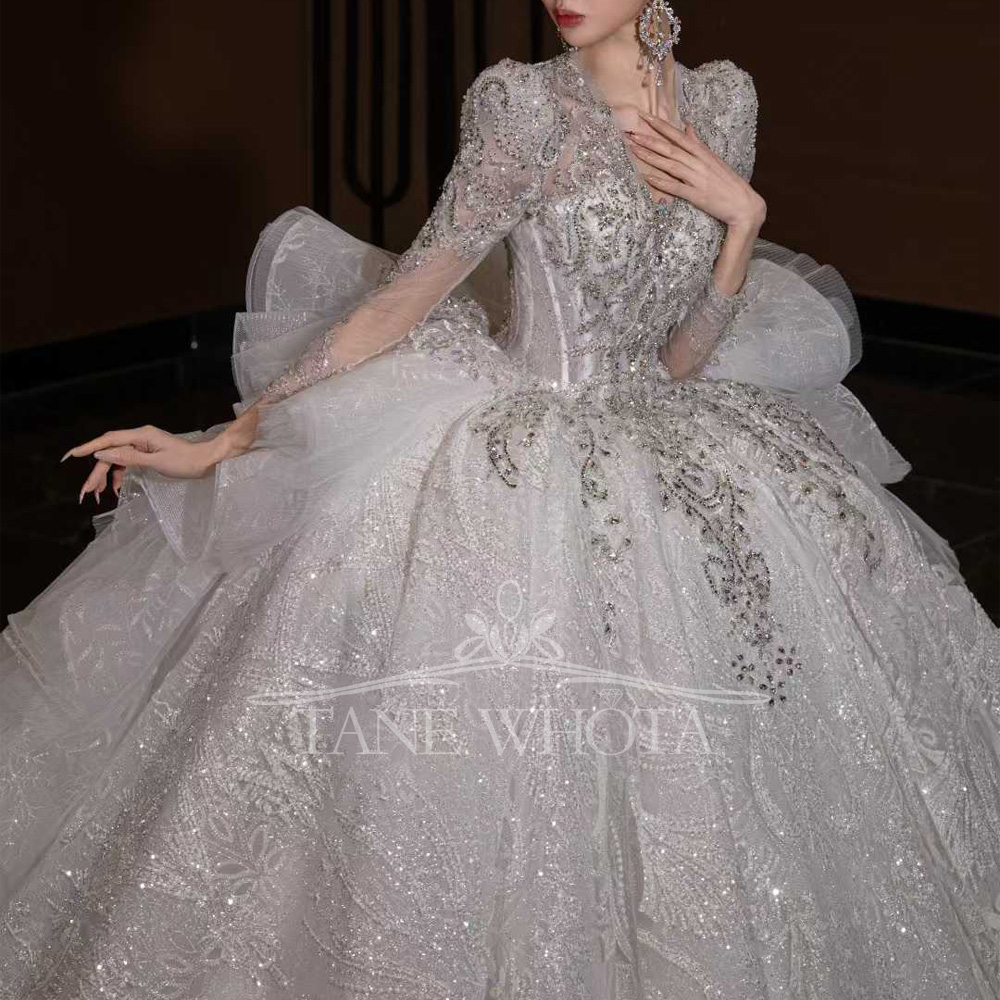 Luxury V Neck Wedding Dress Lo - огляд і ціна Embroidery Organza
