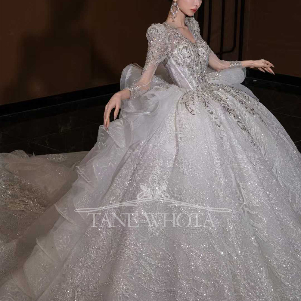 Luxury V Neck Wedding Dress Lo - огляд і ціна Embroidery Organza