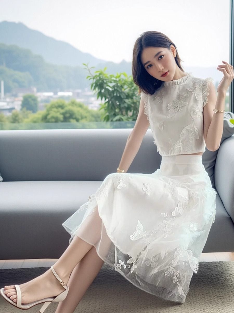 New Summer High End White 2 Pi - огляд і ціна Embroidery Blouse