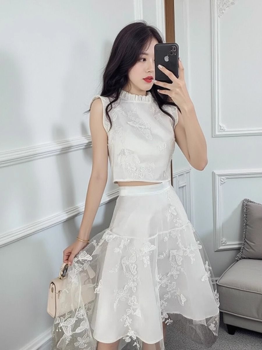 New Summer High End White 2 Pi - огляд і ціна Embroidery Blouse