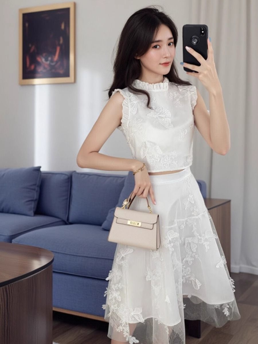 New Summer High End White 2 Pi - огляд і ціна Embroidery Blouse
