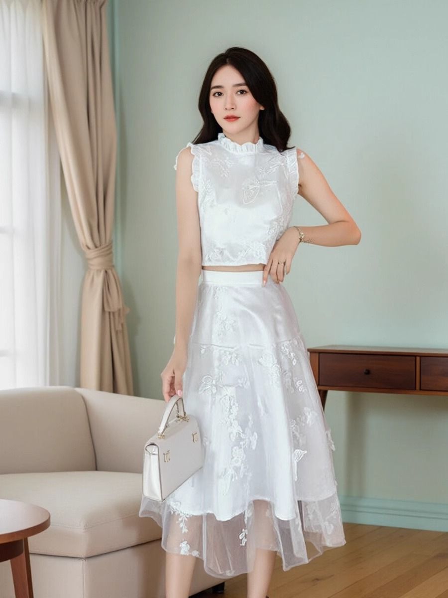 New Summer High End White 2 Pi - огляд і ціна Embroidery Blouse