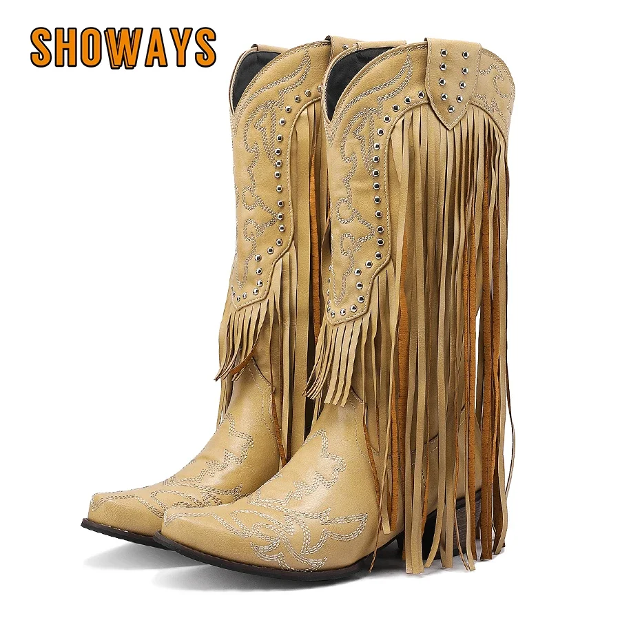 Fringe Rivet Western Women Mid - огляд і ціна Embroidery Red