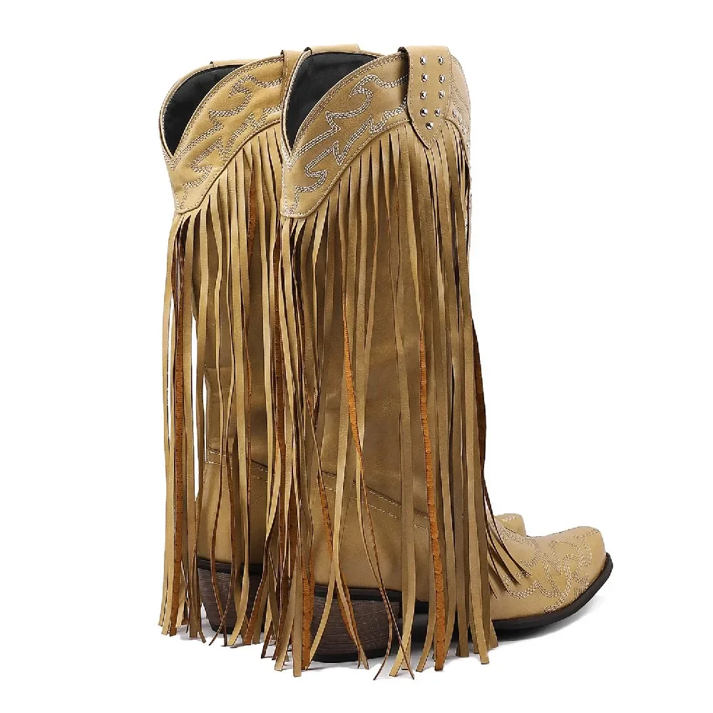 Fringe Rivet Western Women Mid - огляд і ціна Embroidery Red