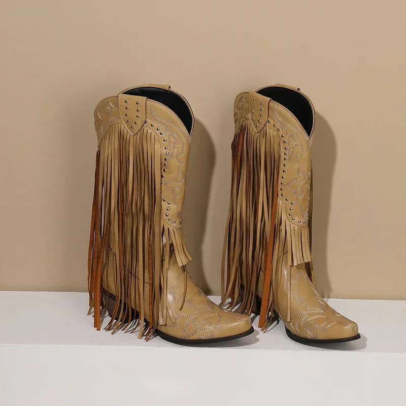 Fringe Rivet Western Women Mid - огляд і ціна Embroidery Red