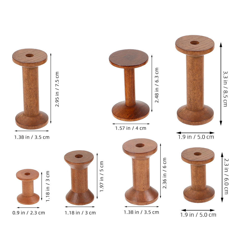 7Pcs Wooden Thread Spools Vint - огляд і ціна Embroidery Thread Yarn