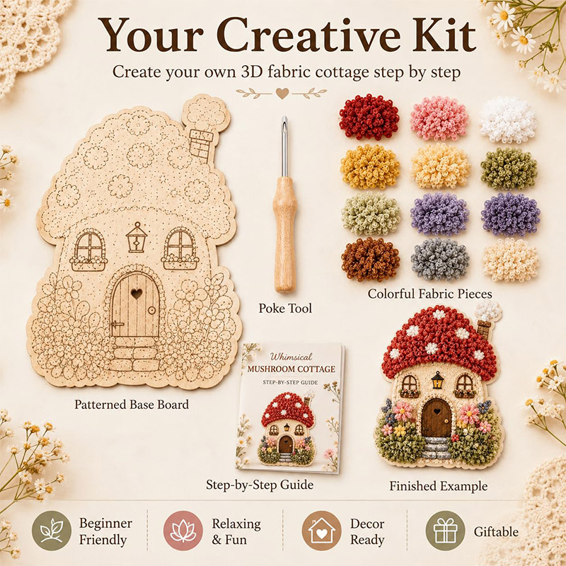 3D Mushroom House Poke Art DIY - огляд і ціна Embroidery Diy