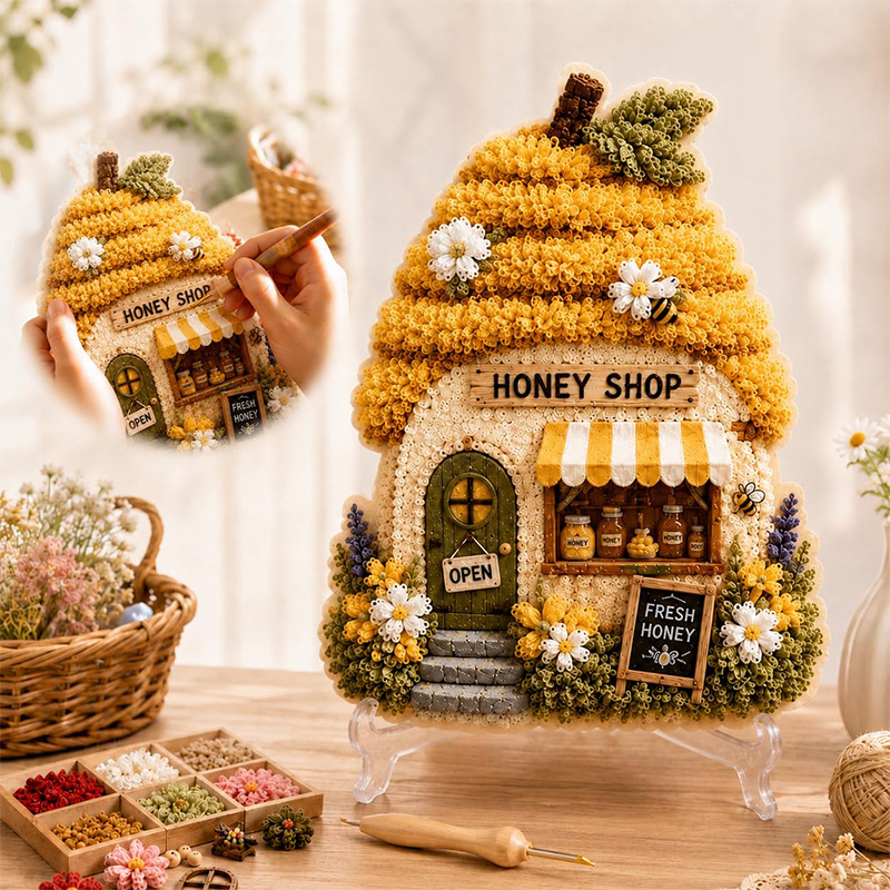 3D Mushroom House Poke Art DIY - огляд і ціна Embroidery Diy