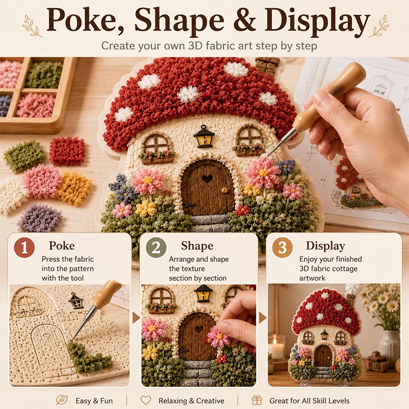 3D Mushroom House Poke Art DIY - огляд і ціна Embroidery Diy