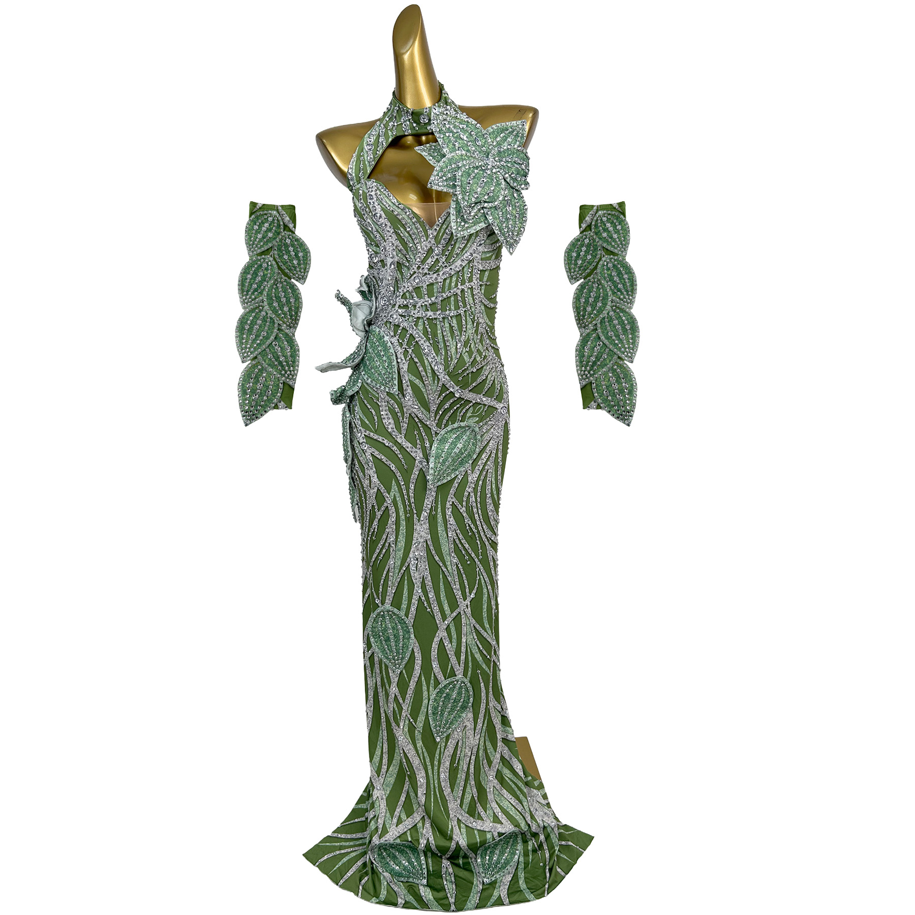 Pianye Green Halter Evening Go - огляд і ціна Embroidery Organza