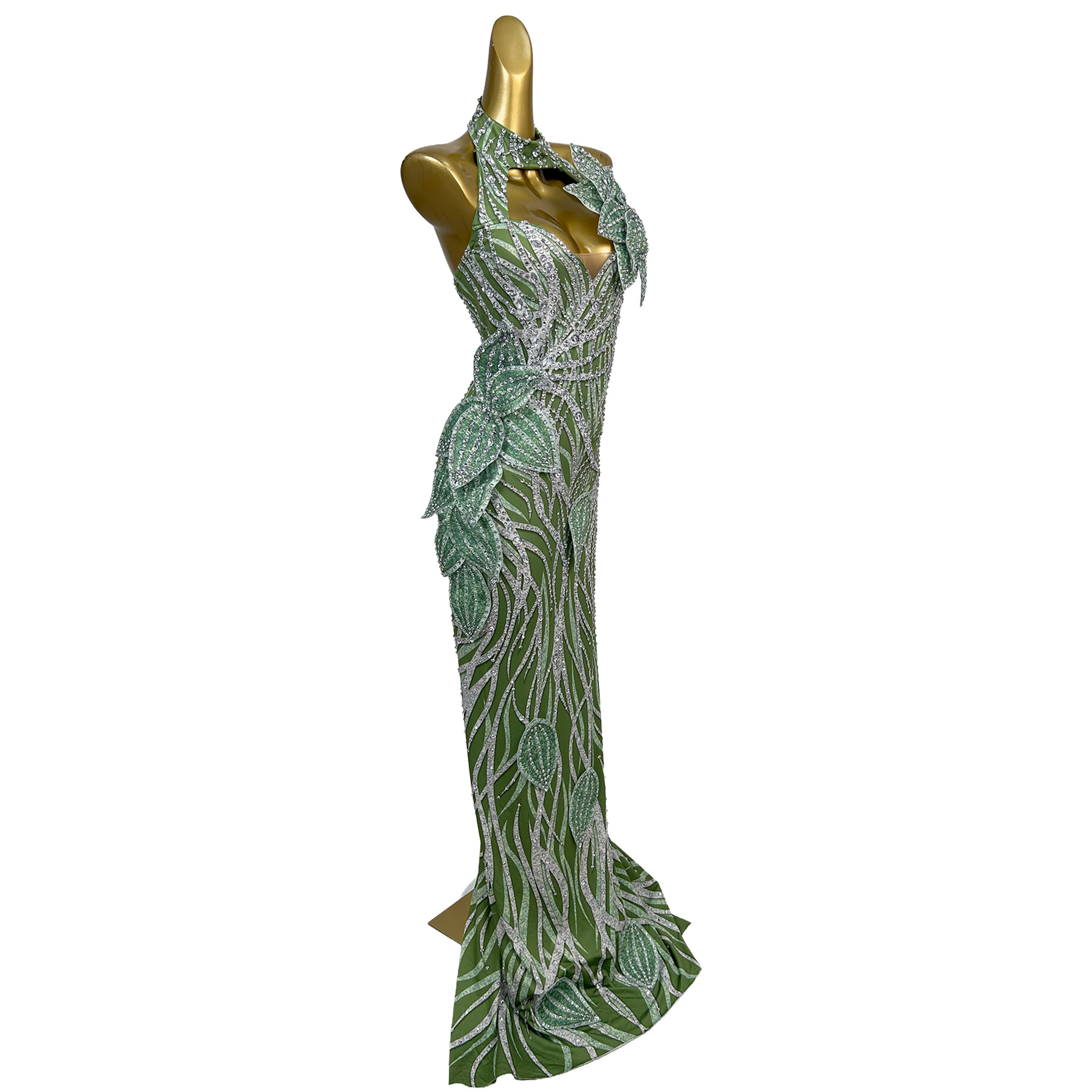 Pianye Green Halter Evening Go - огляд і ціна Embroidery Organza
