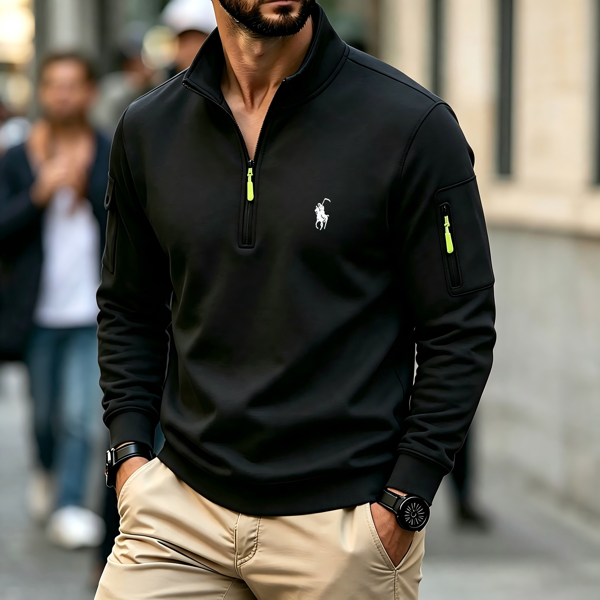 Men's Contrasting Half-Zip Sta - огляд і ціна Embroidery Knit