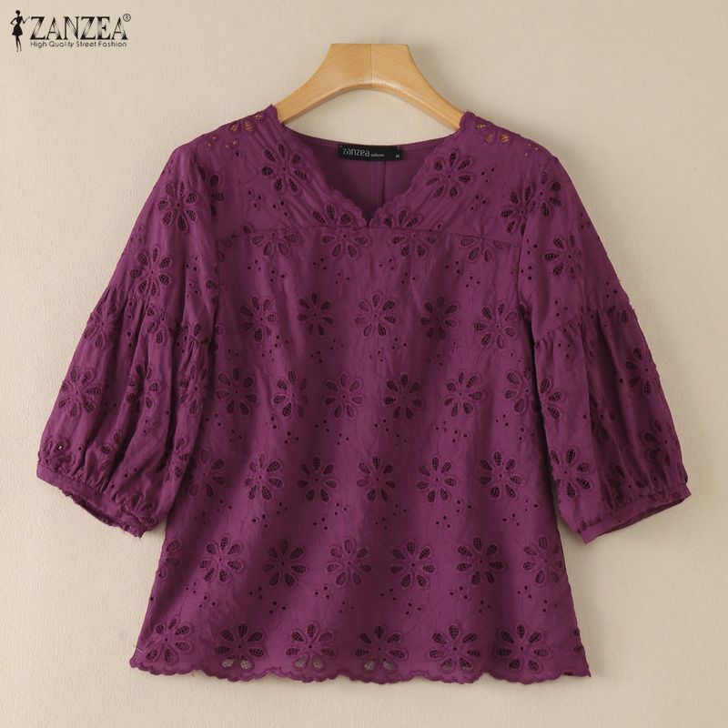 ZANZEA 2026 Eyelet Embroidery  - огляд і ціна Embroidery Blouse