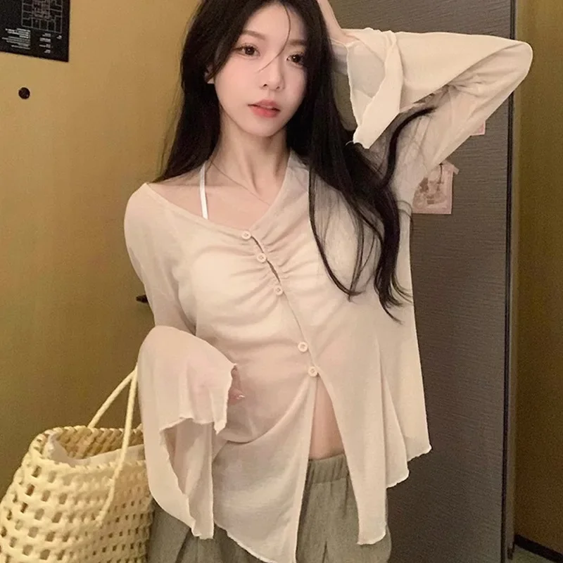 Sheer Flare Sleeve Blouse - Y2 - огляд і ціна Embroidery Blouse