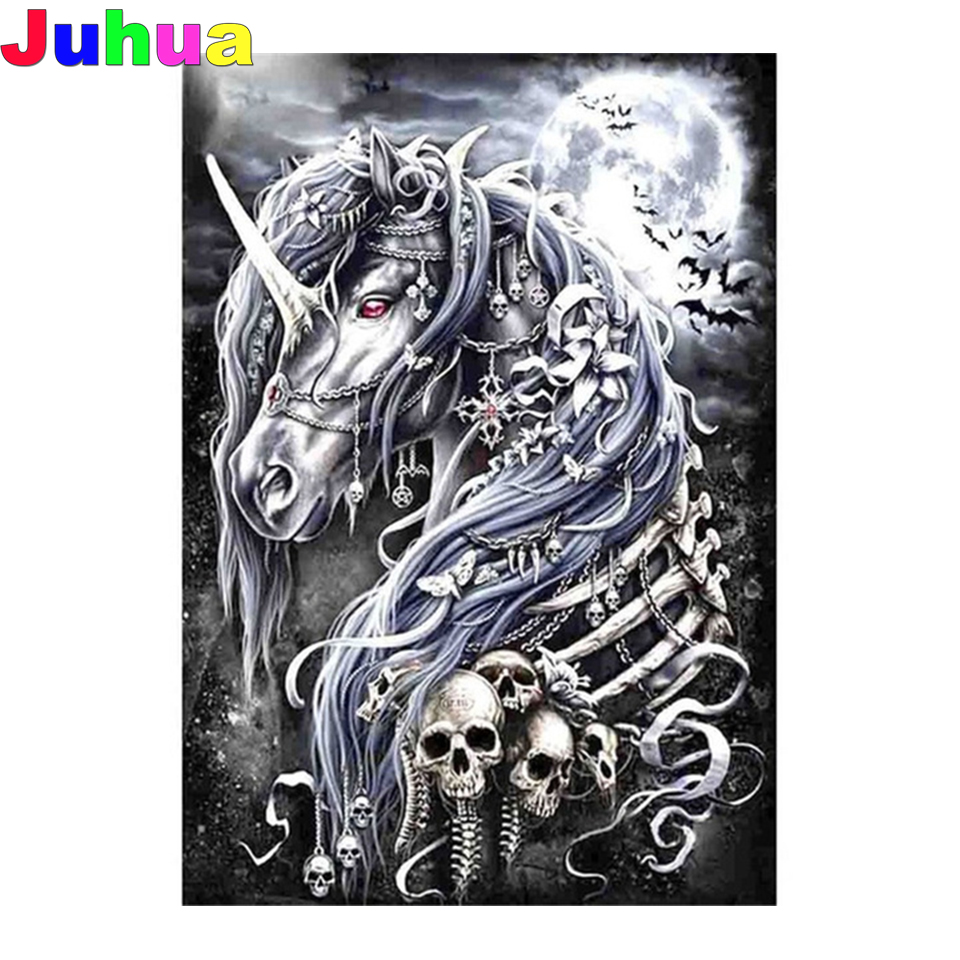 Skull unicorn Full drill Diamo - огляд і ціна Embroidery Unicorn