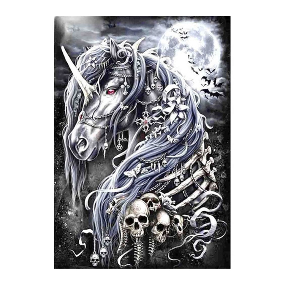 Skull unicorn Full drill Diamo - огляд і ціна Embroidery Unicorn