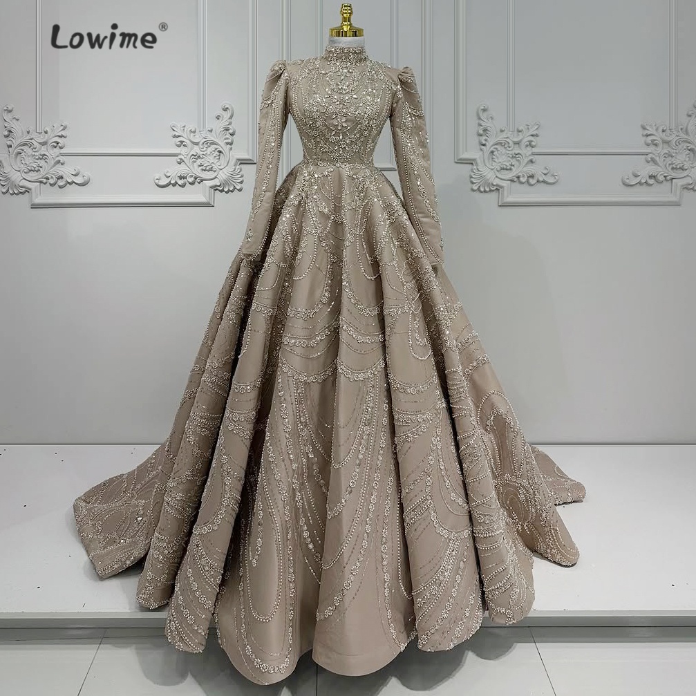 Retro Light Brown Muslim Eveni - огляд і ціна Embroidery Organza