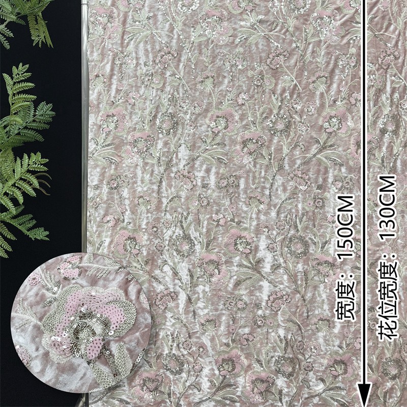 130cm Wide New Arrival Velvet  - огляд і ціна Embroidery Flower