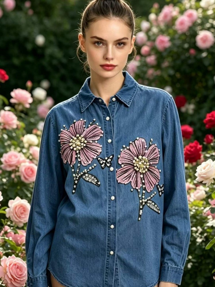 Women Denim Embroidery Blouses - огляд і ціна Embroidery Blouse
