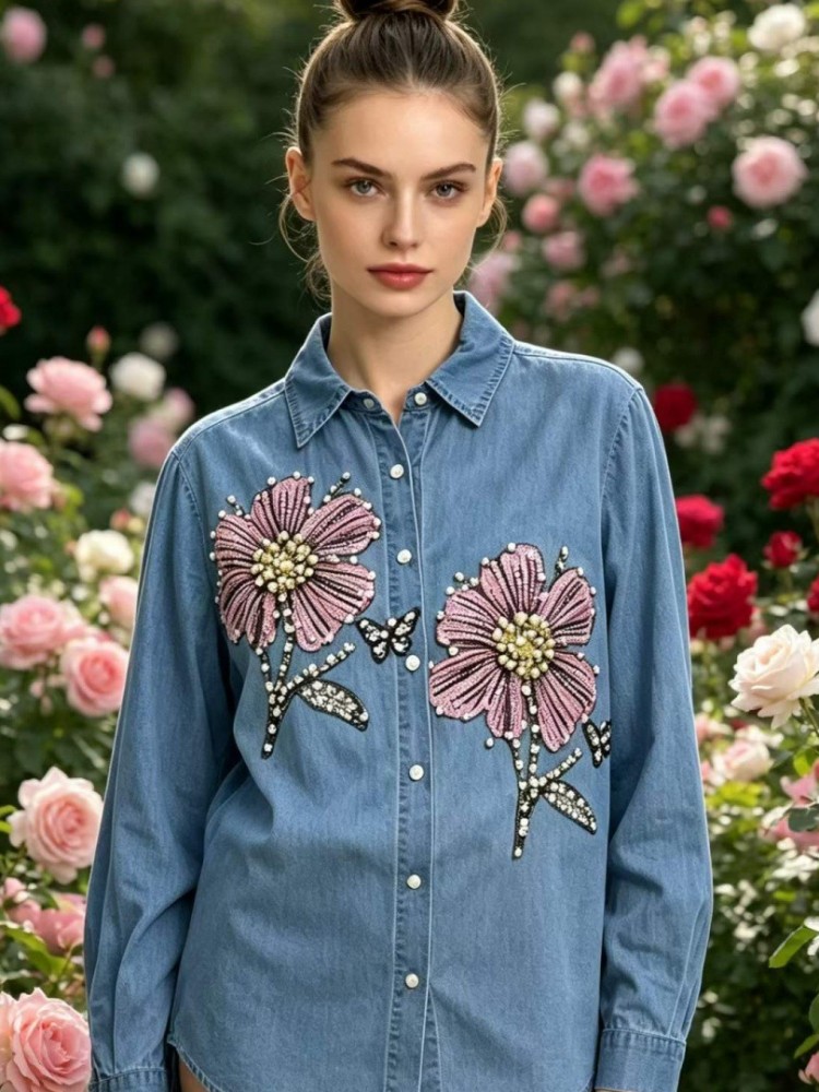 Women Denim Embroidery Blouses - огляд і ціна Embroidery Blouse