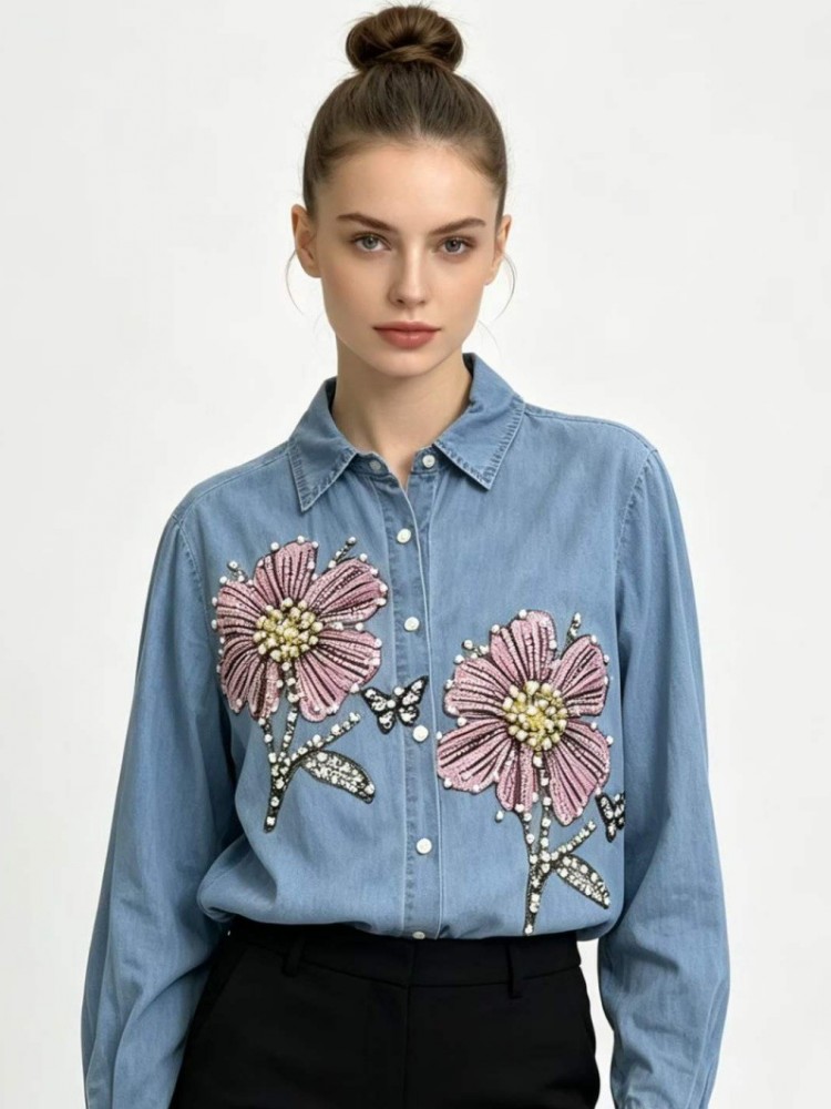 Women Denim Embroidery Blouses - огляд і ціна Embroidery Blouse