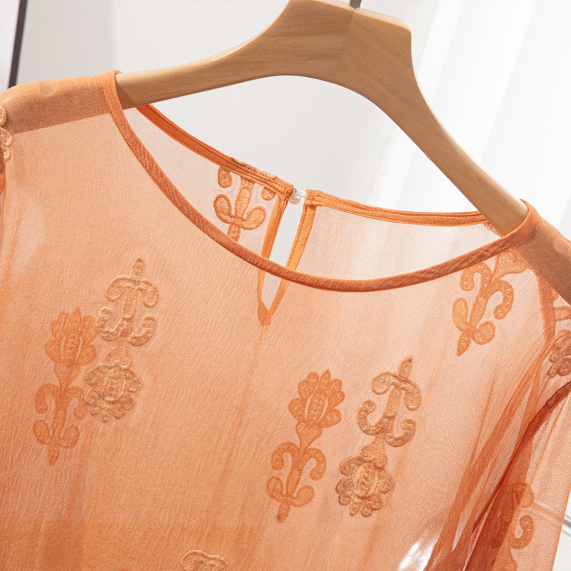 100% Mulberry Silk Women Long  - огляд і ціна Embroidery Blouse
