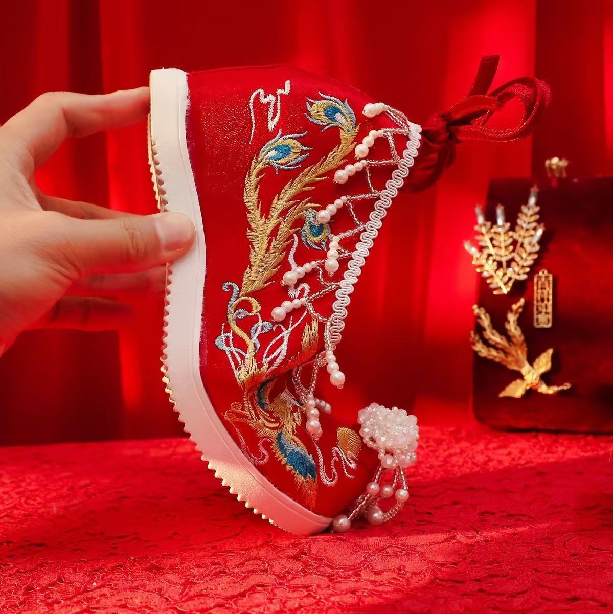 Women New Red Embroidered Wedd - огляд і ціна Embroidery Red