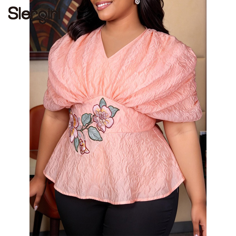 Slergiri Plus Size Floral Embr - огляд і ціна Embroidery Blouse