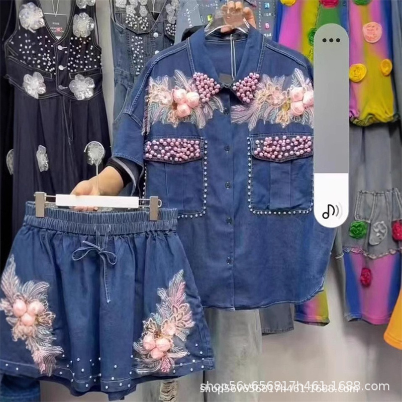 Women Diamonds Beaded Flowers  - огляд і ціна Embroidery Blouse