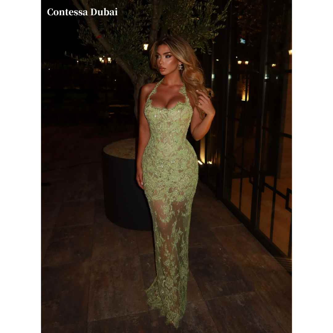 Contessa Custom Green Halter N - огляд і ціна Embroidery Knit